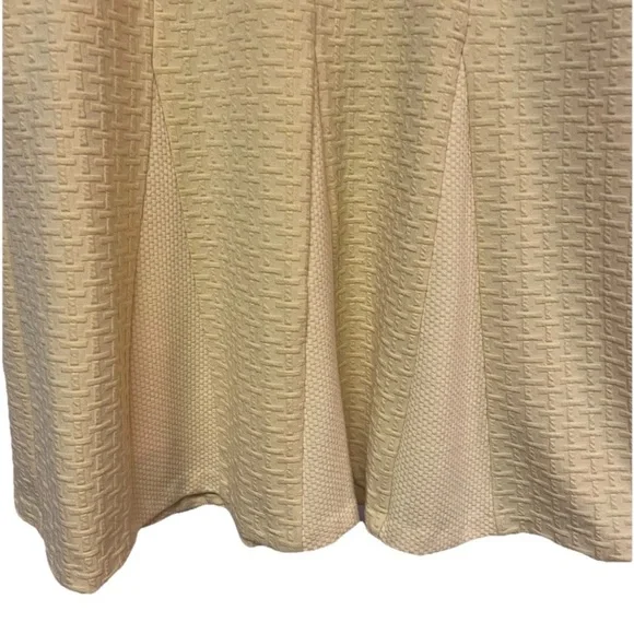 Talbots Petite 10P Yellow Short Sleeve Midi Dress - Quilted Retro Pleated Skirt - Picture 7 of 9